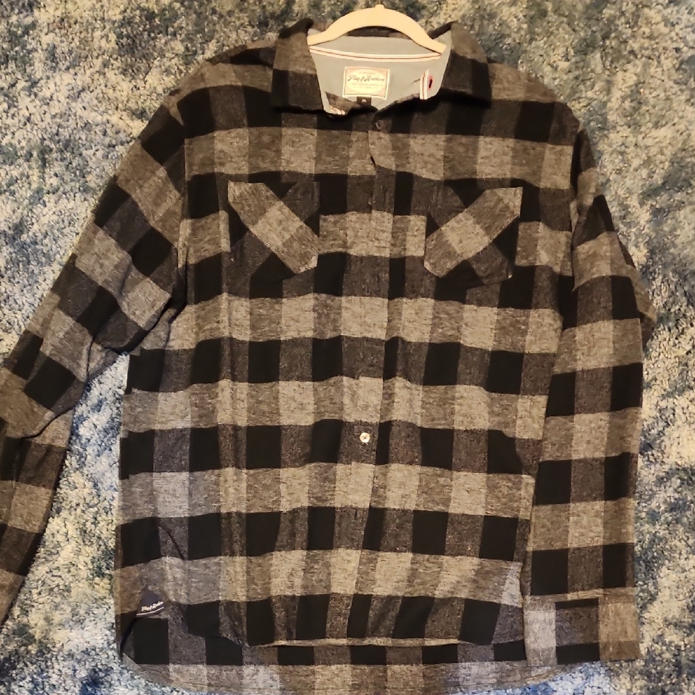 Flag and ANTHEM Black and Gray Plaid Button-Up Shirt